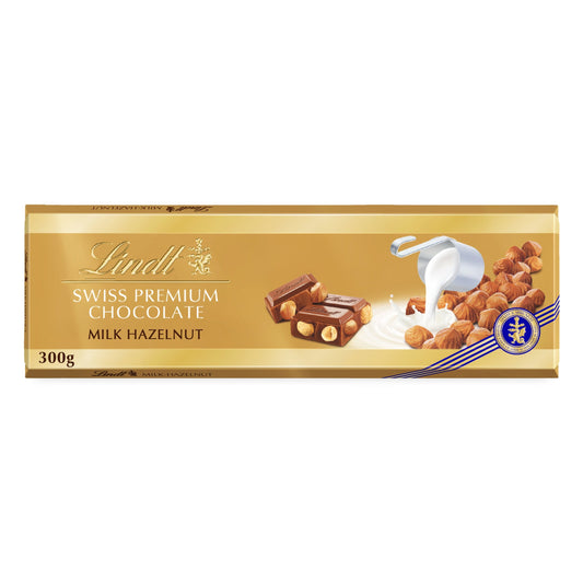 Lindt Gold Bar Milk Chocolate With Hazelnuts 300 g