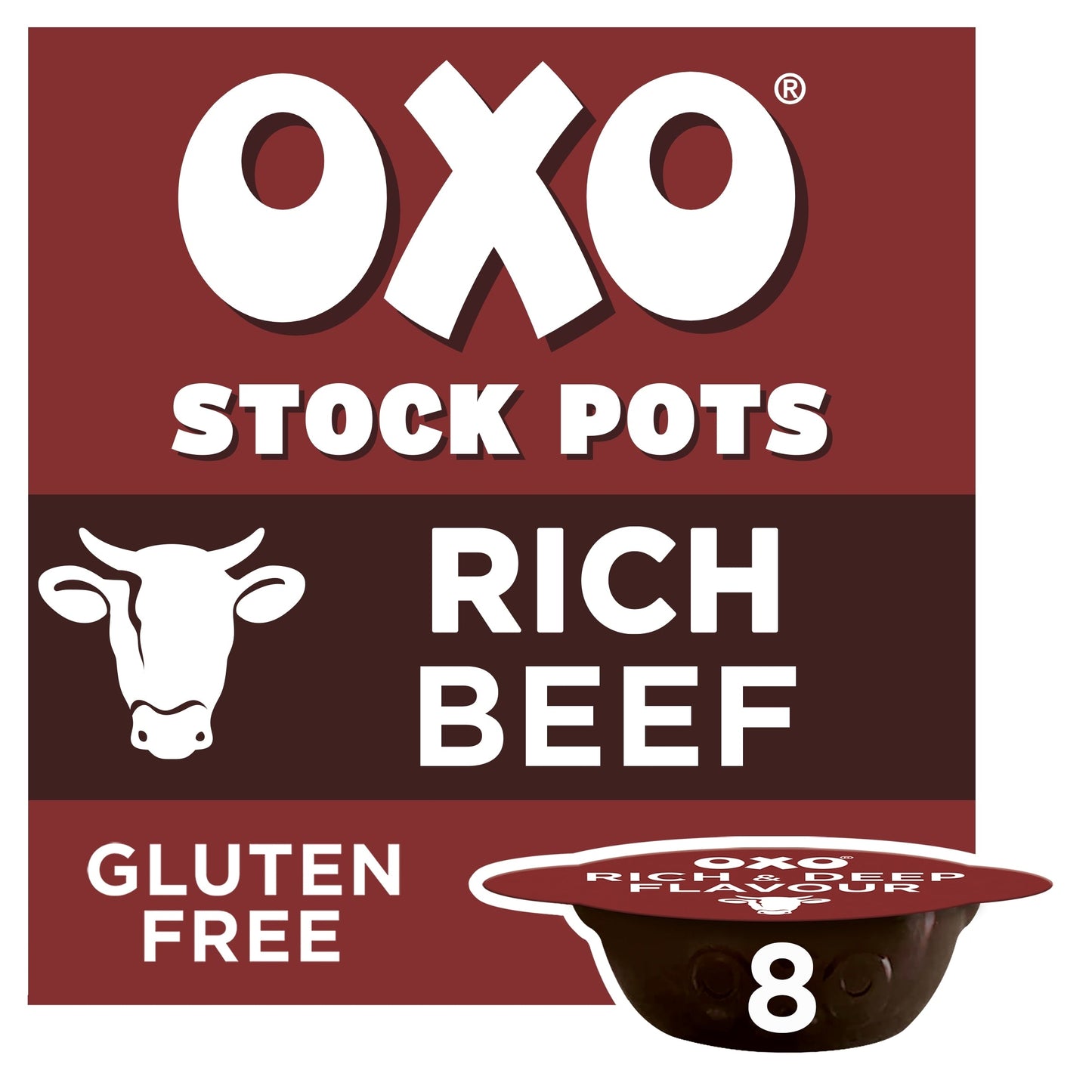 Oxo Beef Onion & Rosemary Stock Pots 8 Pack 160 g